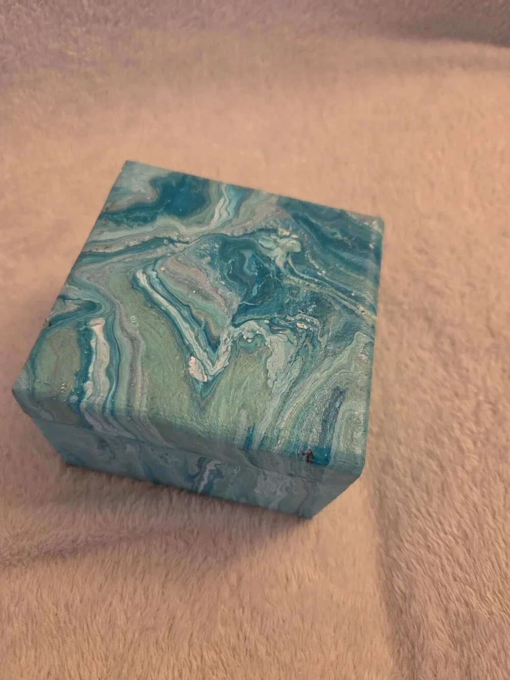 Gemini Moon Square Wooden Jewelry Box Handmade